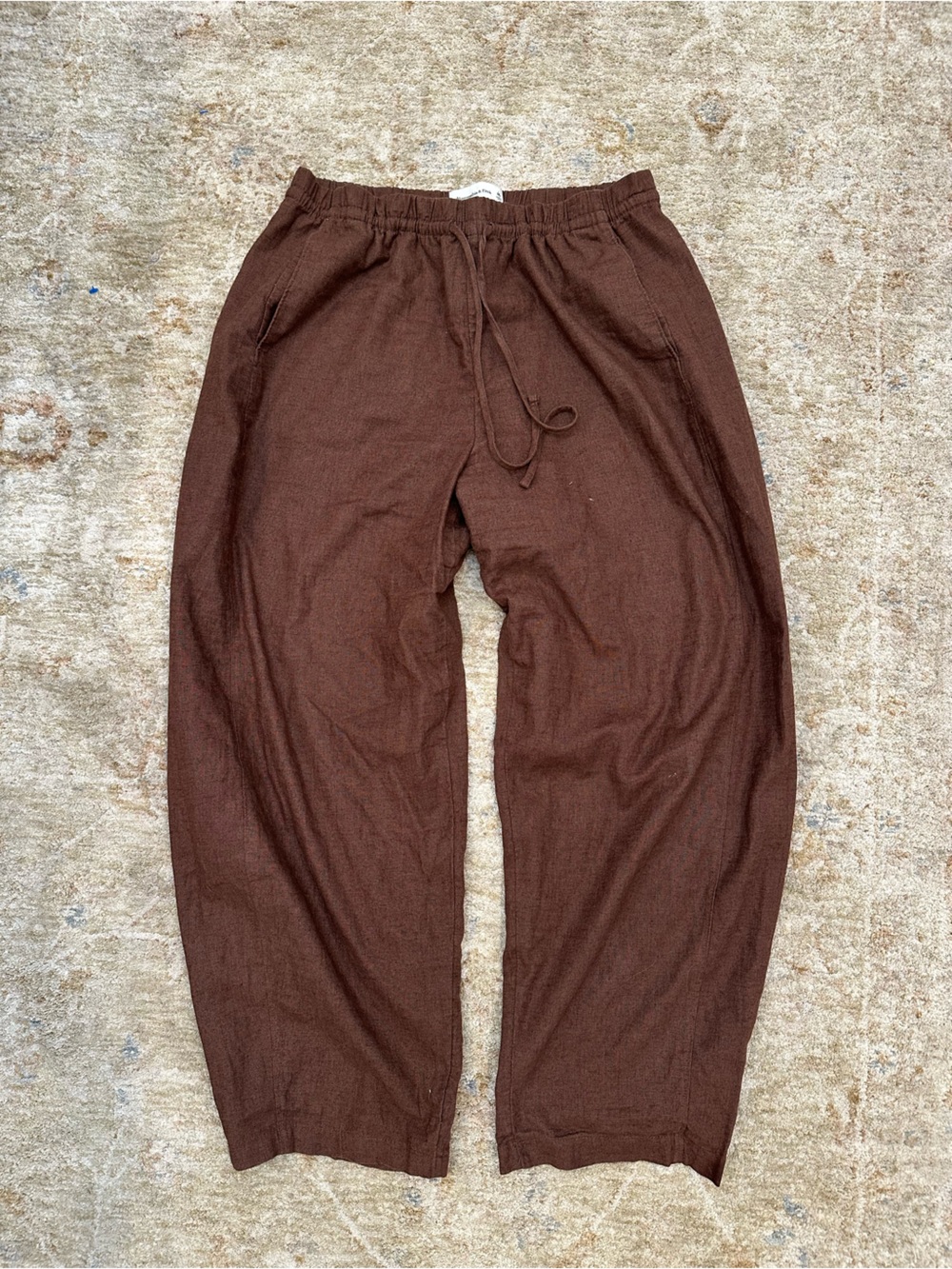 Abercrombie barrel leg linen Brown Drawstring Casual Pants